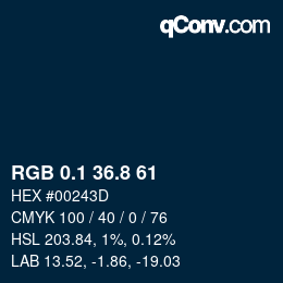 Color code: RGB 0.1 36.8 61 | qconv.com