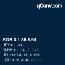 カラーコード: RGB 0.1 36.8 64 | qconv.com