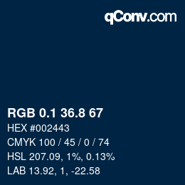 Color code: RGB 0.1 36.8 67 | qconv.com