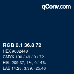 Código de color: RGB 0.1 36.8 72 | qconv.com