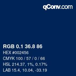 Farbcode: RGB 0.1 36.8 86 | qconv.com