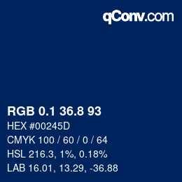 Farbcode: RGB 0.1 36.8 93 | qconv.com