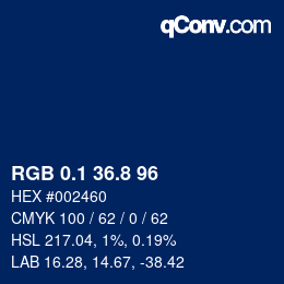 カラーコード: RGB 0.1 36.8 96 | qconv.com