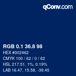 Código de color: RGB 0.1 36.8 98 | qconv.com