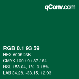 カラーコード: RGB 0.1 93 59 | qconv.com
