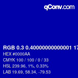 カラーコード: RGB 0.3 0.40000000000001 170 | qconv.com