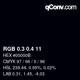 カラーコード: RGB 0.3 0.4 11 | qconv.com