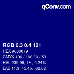 カラーコード: RGB 0.3 0.4 121 | qconv.com