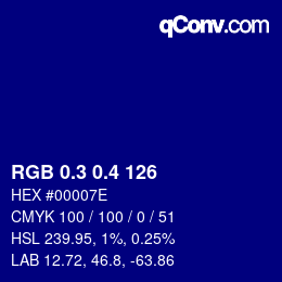 カラーコード: RGB 0.3 0.4 126 | qconv.com