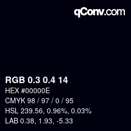 カラーコード: RGB 0.3 0.4 14 | qconv.com