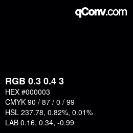 カラーコード: RGB 0.3 0.4 3 | qconv.com