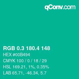 カラーコード: RGB 0.3 180.4 148 | qconv.com
