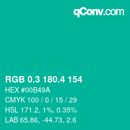 カラーコード: RGB 0.3 180.4 154 | qconv.com