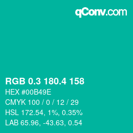 カラーコード: RGB 0.3 180.4 158 | qconv.com