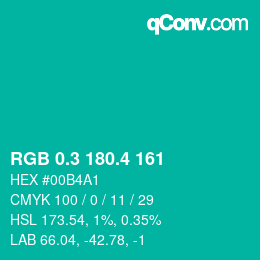 カラーコード: RGB 0.3 180.4 161 | qconv.com