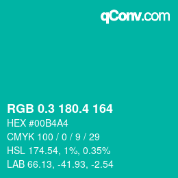 カラーコード: RGB 0.3 180.4 164 | qconv.com