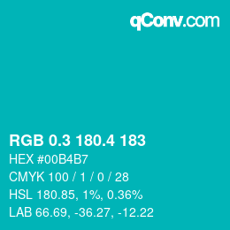 カラーコード: RGB 0.3 180.4 183 | qconv.com