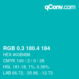 カラーコード: RGB 0.3 180.4 184 | qconv.com