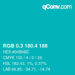 カラーコード: RGB 0.3 180.4 188 | qconv.com