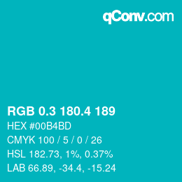 カラーコード: RGB 0.3 180.4 189 | qconv.com