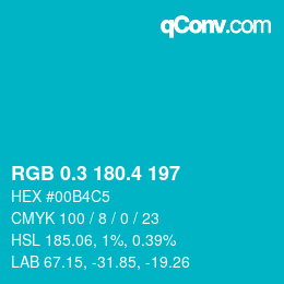 カラーコード: RGB 0.3 180.4 197 | qconv.com