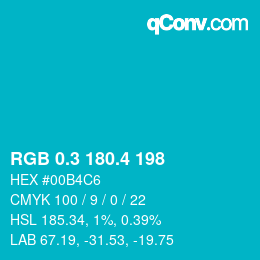 カラーコード: RGB 0.3 180.4 198 | qconv.com