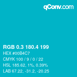 カラーコード: RGB 0.3 180.4 199 | qconv.com