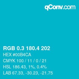 カラーコード: RGB 0.3 180.4 202 | qconv.com