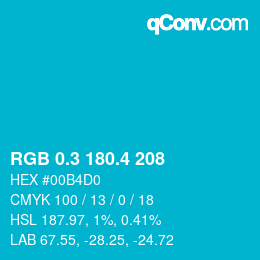 カラーコード: RGB 0.3 180.4 208 | qconv.com