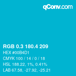 カラーコード: RGB 0.3 180.4 209 | qconv.com
