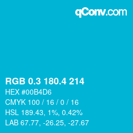 カラーコード: RGB 0.3 180.4 214 | qconv.com