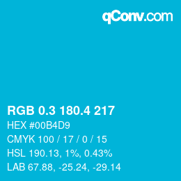 カラーコード: RGB 0.3 180.4 217 | qconv.com