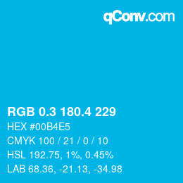 カラーコード: RGB 0.3 180.4 229 | qconv.com