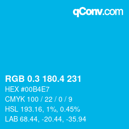 カラーコード: RGB 0.3 180.4 231 | qconv.com