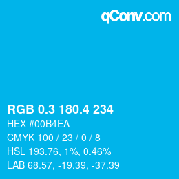 カラーコード: RGB 0.3 180.4 234 | qconv.com