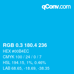 カラーコード: RGB 0.3 180.4 236 | qconv.com