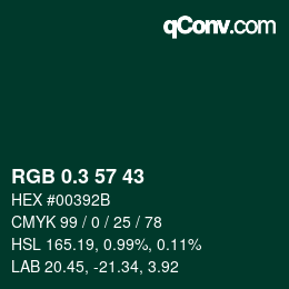 カラーコード: RGB 0.3 57 43 | qconv.com