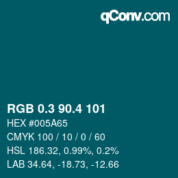 カラーコード: RGB 0.3 90.4 101 | qconv.com