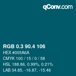 カラーコード: RGB 0.3 90.4 106 | qconv.com