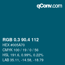カラーコード: RGB 0.3 90.4 112 | qconv.com