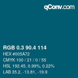 カラーコード: RGB 0.3 90.4 114 | qconv.com