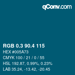 カラーコード: RGB 0.3 90.4 115 | qconv.com