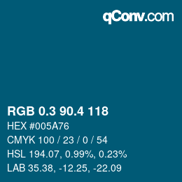 カラーコード: RGB 0.3 90.4 118 | qconv.com