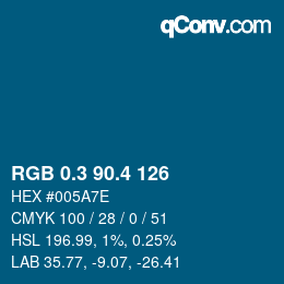 カラーコード: RGB 0.3 90.4 126 | qconv.com
