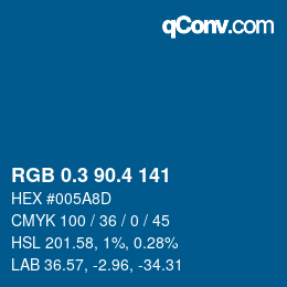カラーコード: RGB 0.3 90.4 141 | qconv.com