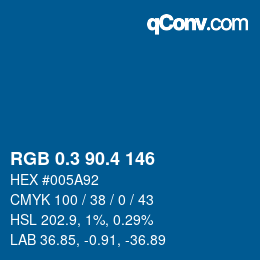 カラーコード: RGB 0.3 90.4 146 | qconv.com
