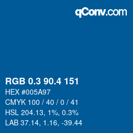 カラーコード: RGB 0.3 90.4 151 | qconv.com