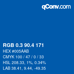カラーコード: RGB 0.3 90.4 171 | qconv.com