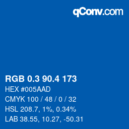 カラーコード: RGB 0.3 90.4 173 | qconv.com