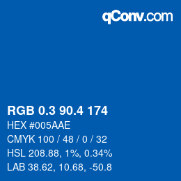 カラーコード: RGB 0.3 90.4 174 | qconv.com